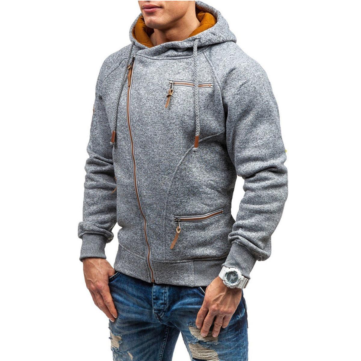 Casual Fleece Hoodie With Pockets And Adjustable Hood For Men