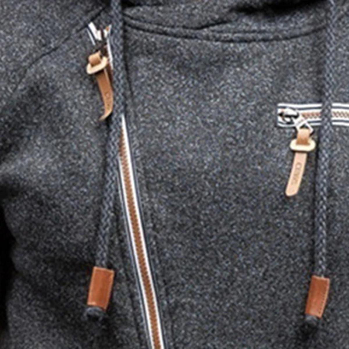 Casual Fleece Hoodie With Pockets And Adjustable Hood For Men