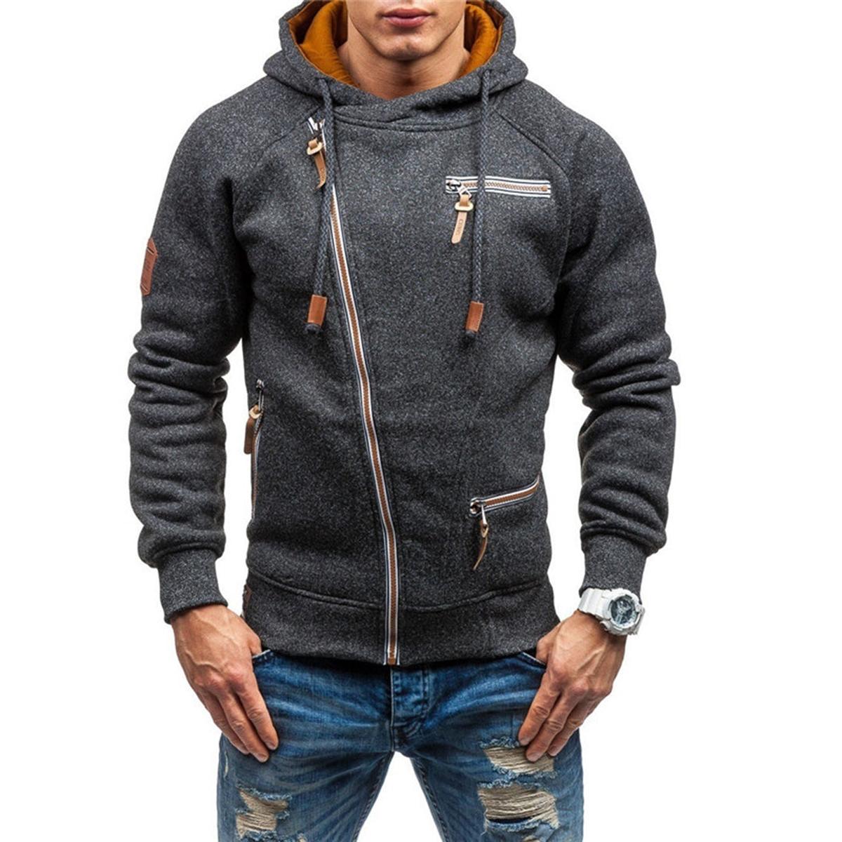 Casual Fleece Hoodie With Pockets And Adjustable Hood For Men