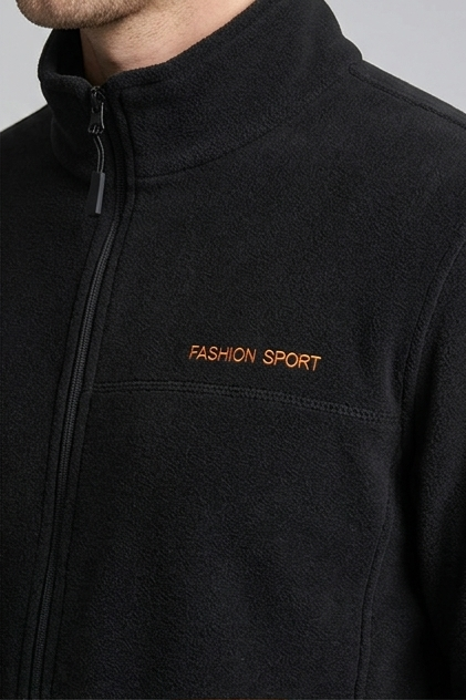 Fleece Lined Zip Collar Casual Sweatshirt Men