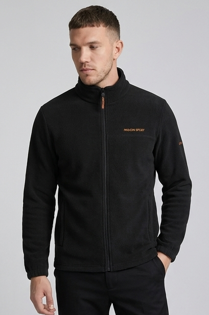 Fleece Lined Zip Collar Casual Sweatshirt Men