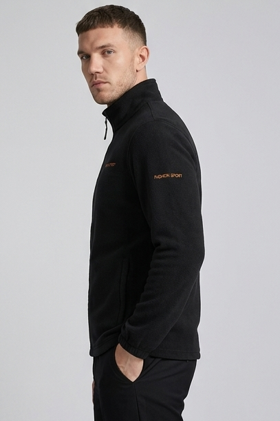Fleece Lined Zip Collar Casual Sweatshirt Men
