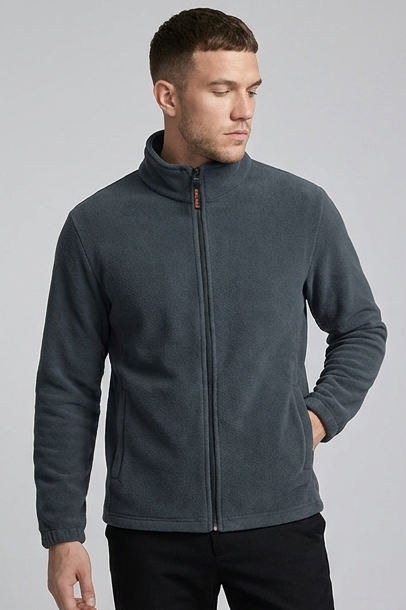 Fleece Lined Zip Collar Casual Sweatshirt Men