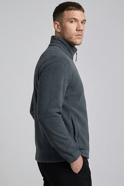 Fleece Lined Zip Collar Casual Sweatshirt Men