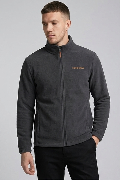Fleece Lined Zip Collar Casual Sweatshirt Men