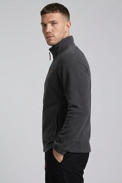 Fleece Lined Zip Collar Casual Sweatshirt Men