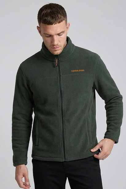 Fleece Lined Zip Collar Casual Sweatshirt Men