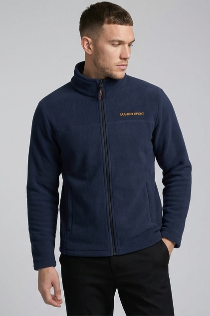 Fleece Lined Zip Collar Casual Sweatshirt Men