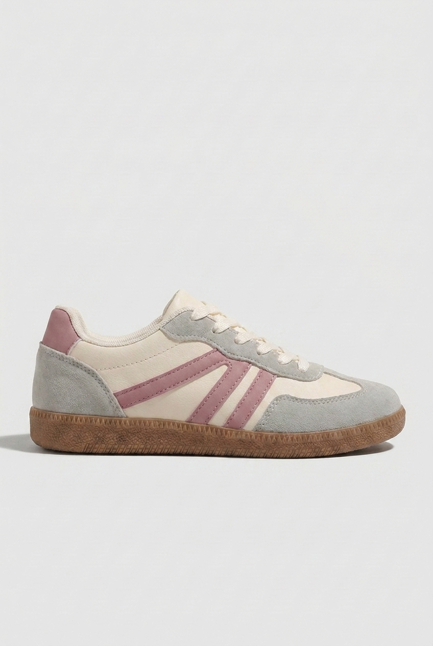Two-Tone Lace-Up Low-Top Casual Trainers Women