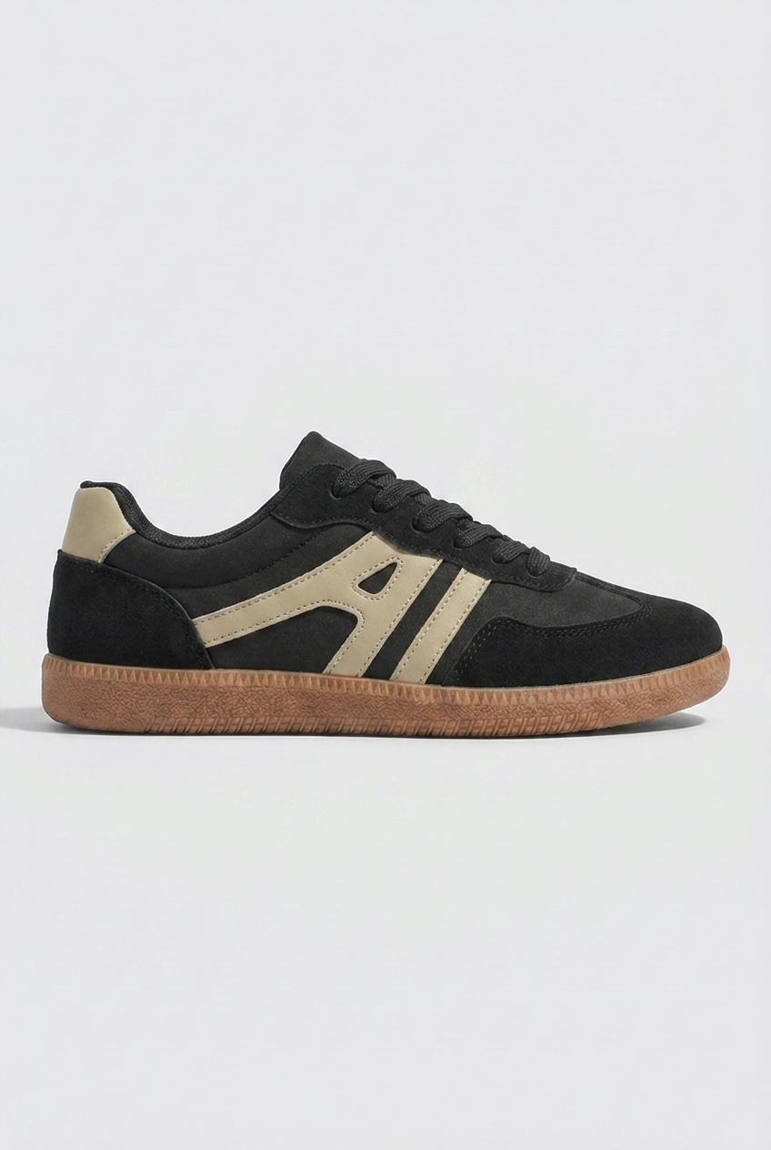 Two-Tone Lace-Up Low-Top Casual Trainers Women