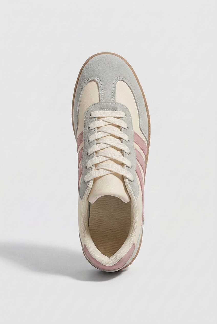 Two-Tone Lace-Up Low-Top Casual Trainers Women