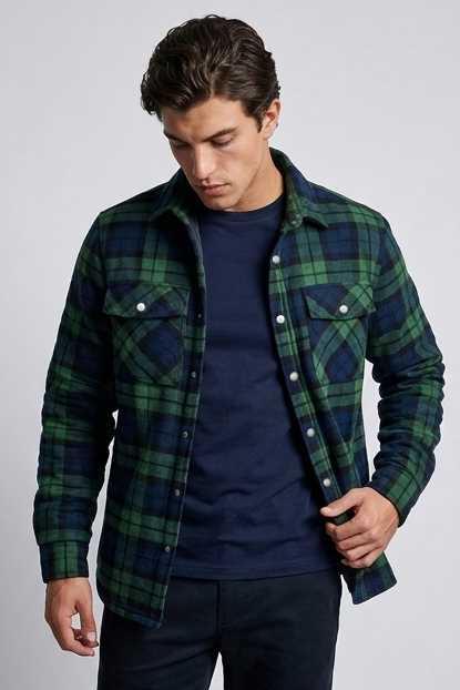 Checkered Flannel Overshirt With Chest Pockets Men