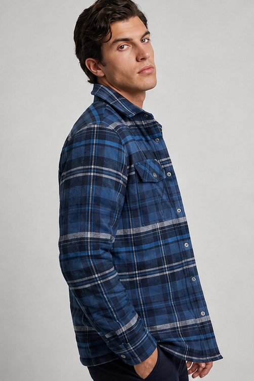 Checkered Flannel Overshirt With Chest Pockets Men