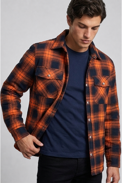 Checkered Flannel Overshirt With Chest Pockets Men