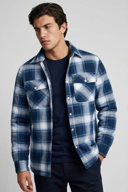 Checkered Flannel Overshirt With Chest Pockets Men