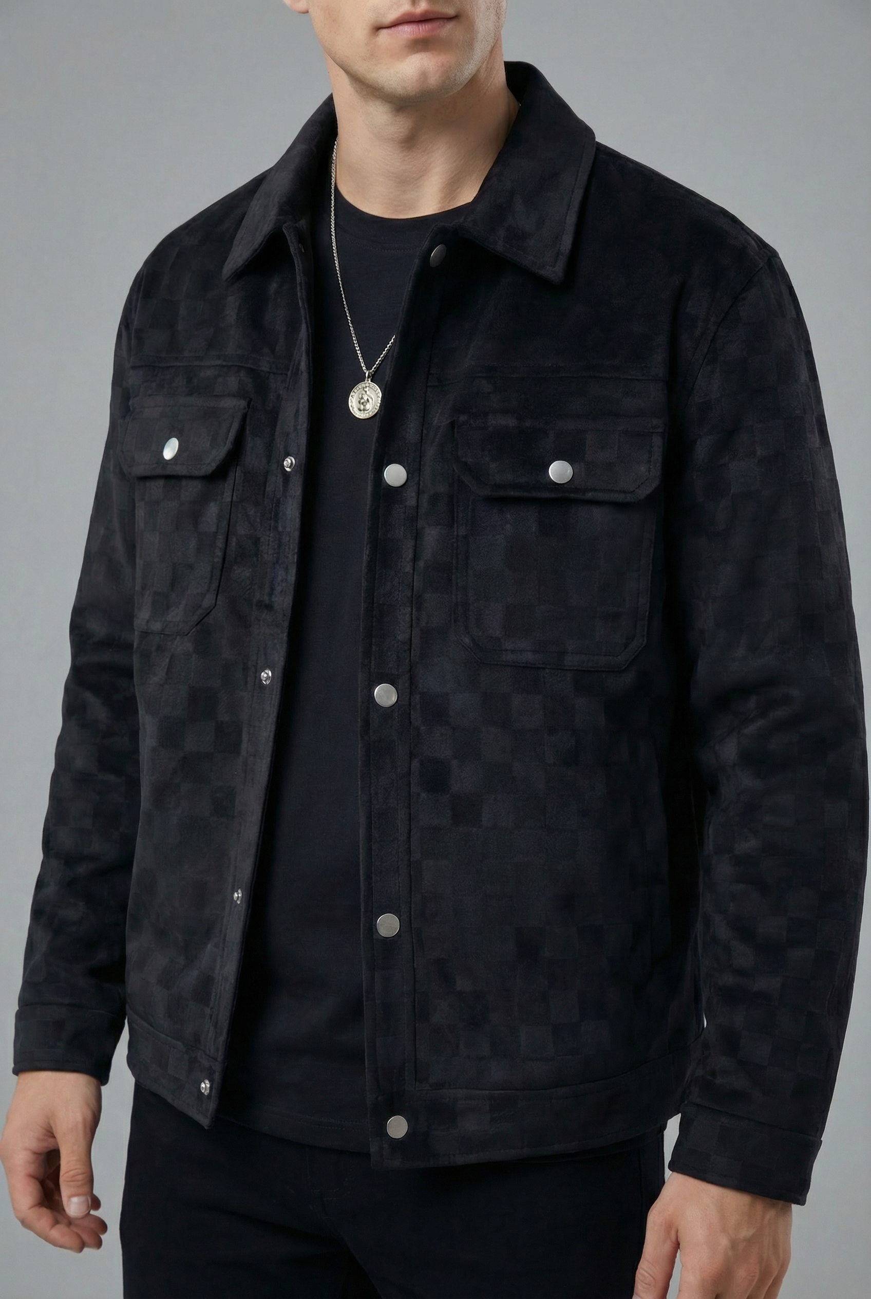 Men’s Tailored Suede Style Check Lightweight Casual Jacket