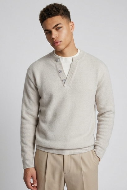 Chunky Knit Jumper Round Neck Long Sleeve Men