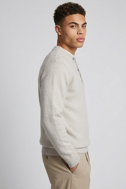 Chunky Knit Jumper Round Neck Long Sleeve Men