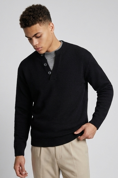 Chunky Knit Jumper Round Neck Long Sleeve Men