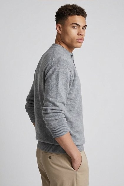Chunky Knit Jumper Round Neck Long Sleeve Men
