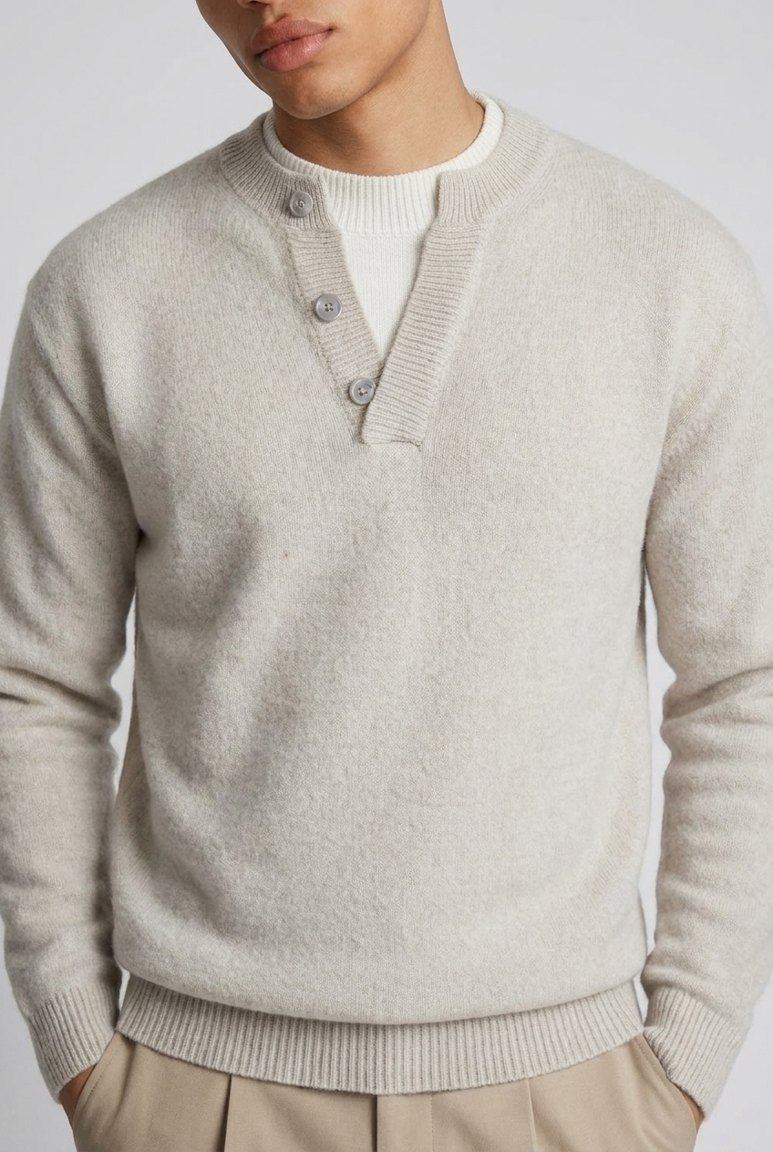 Chunky Knit Jumper Round Neck Long Sleeve Men