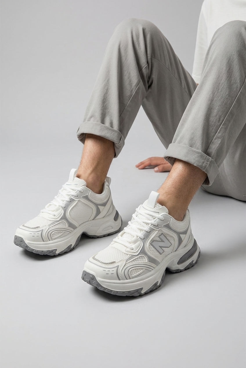 Chunky Sole Breathable Mesh Panel Trainers Men