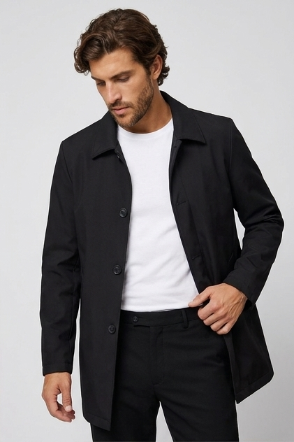 Classic Collared Button Jacket With Welt Pockets Men