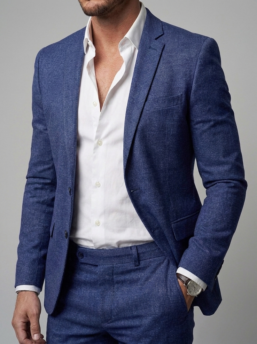 Mens Linen Style Summer Suit
