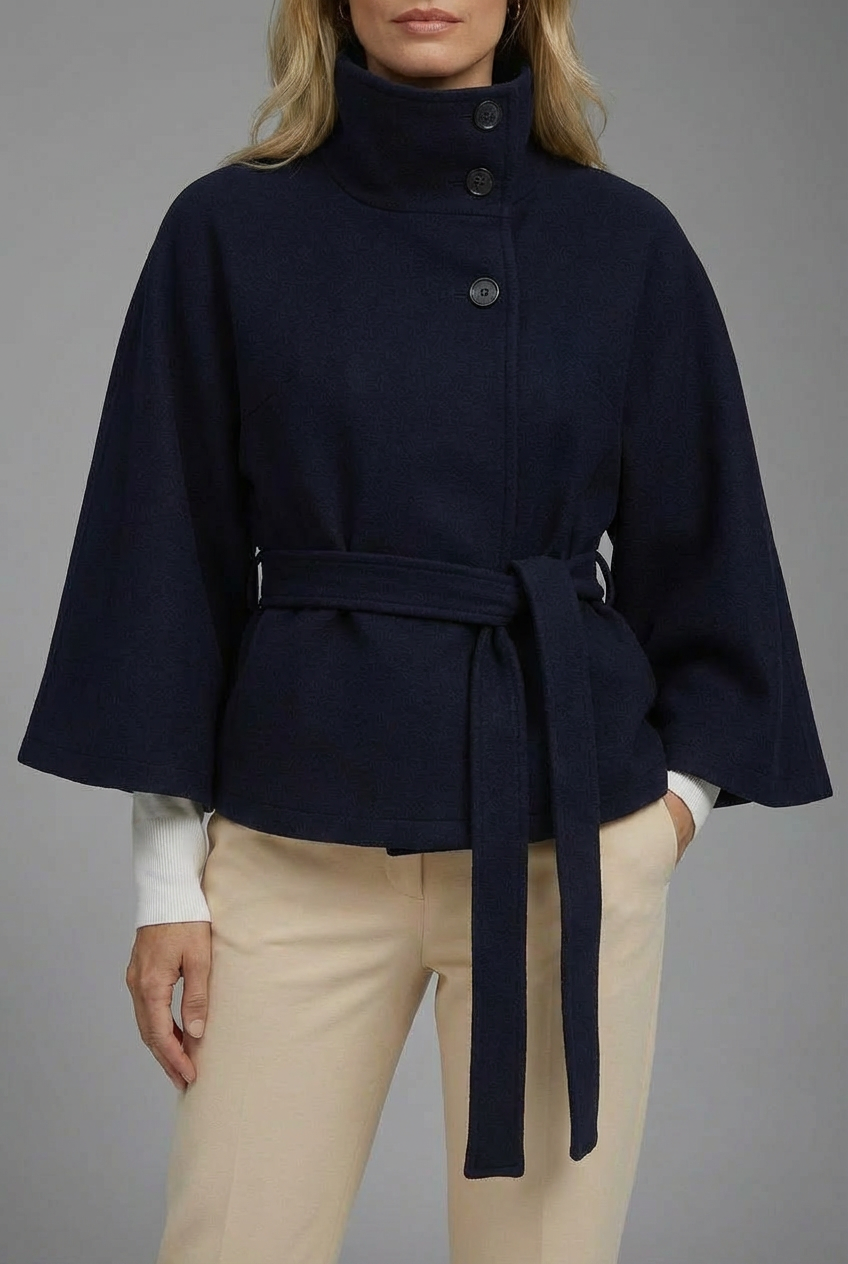 Women’s Contemporary High-Collar Cape Coat