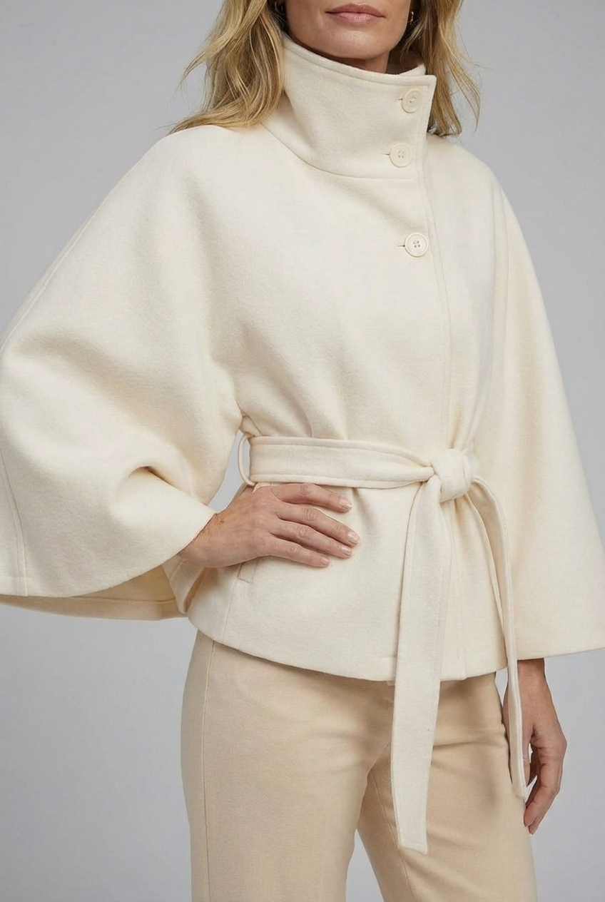 Women’s Contemporary High-Collar Cape Coat