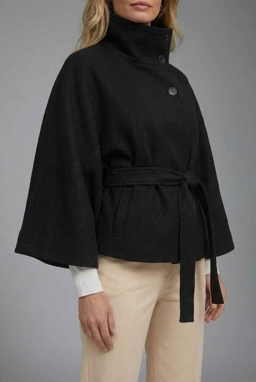 Women’s Contemporary High-Collar Cape Coat