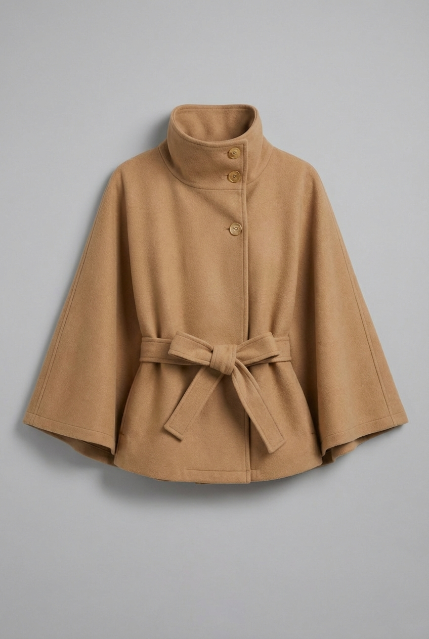 Women’s Contemporary High-Collar Cape Coat