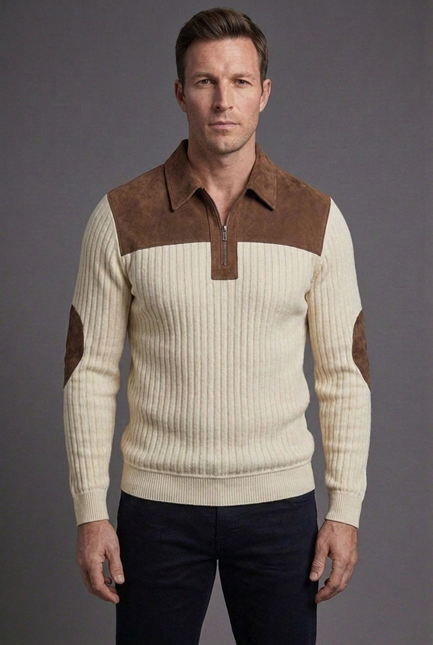 Casual Stand Collar Quarter Zip Jumper Men