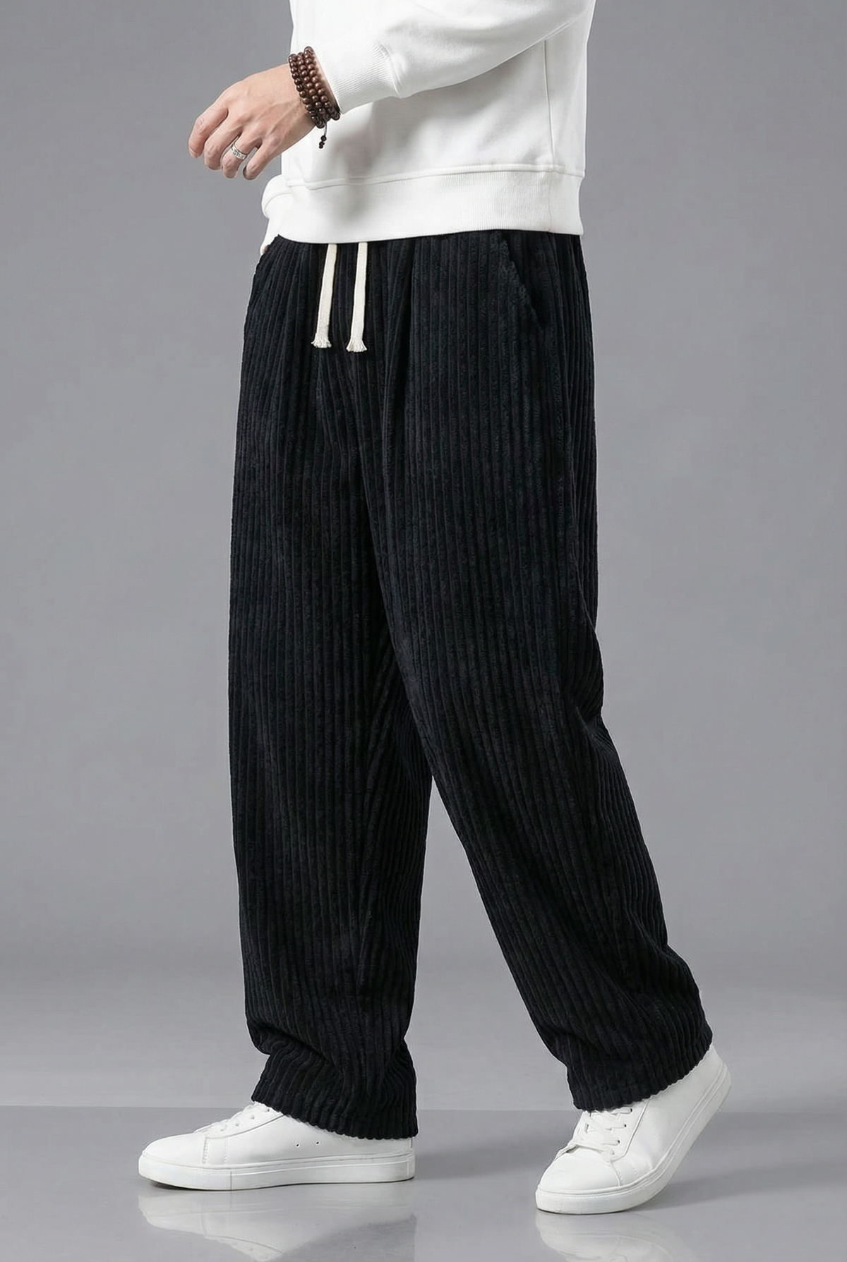 Men’s Corduroy Wide Leg Trousers – Casual Comfortable Oversized Fit