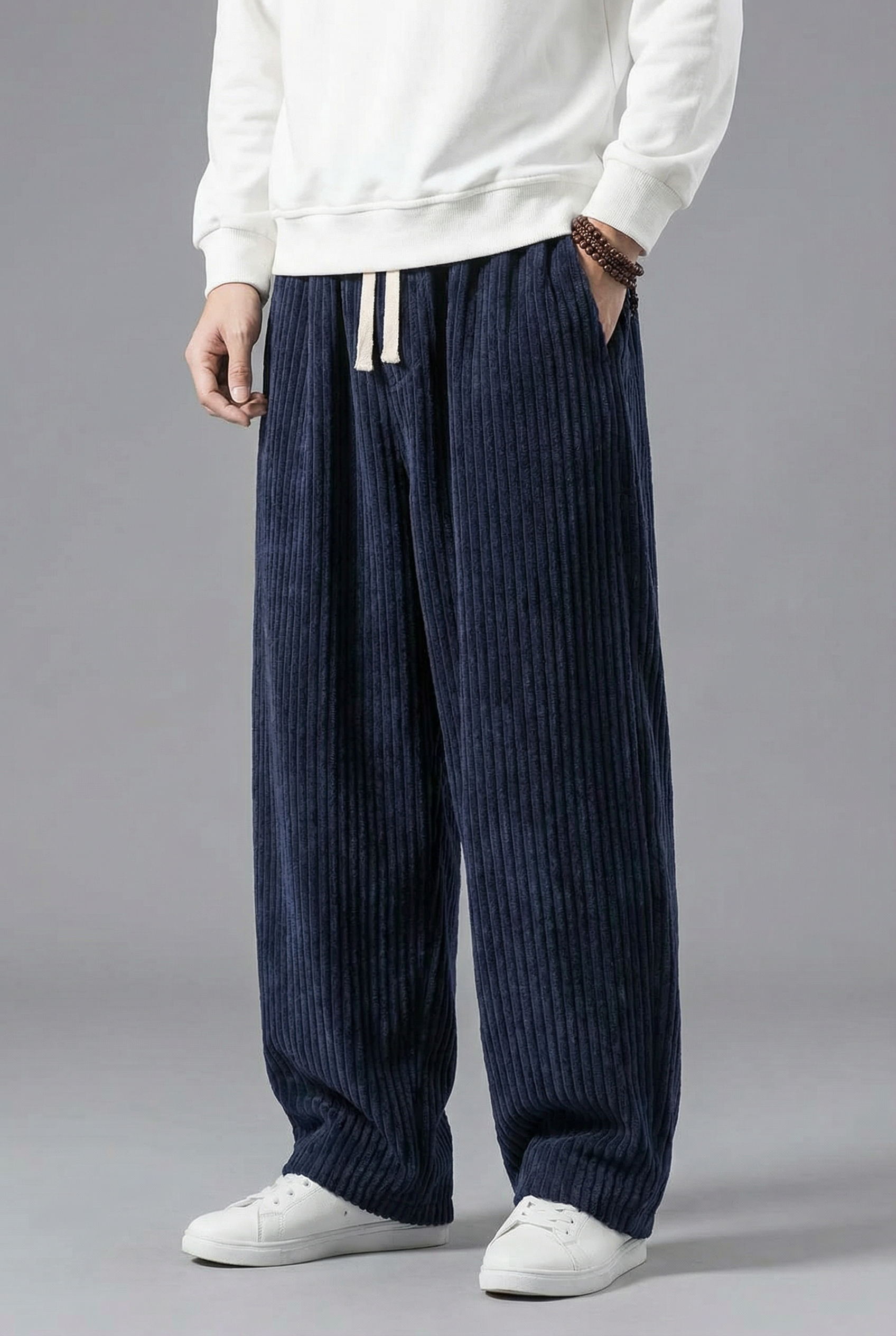 Men’s Corduroy Wide Leg Trousers – Casual Comfortable Oversized Fit