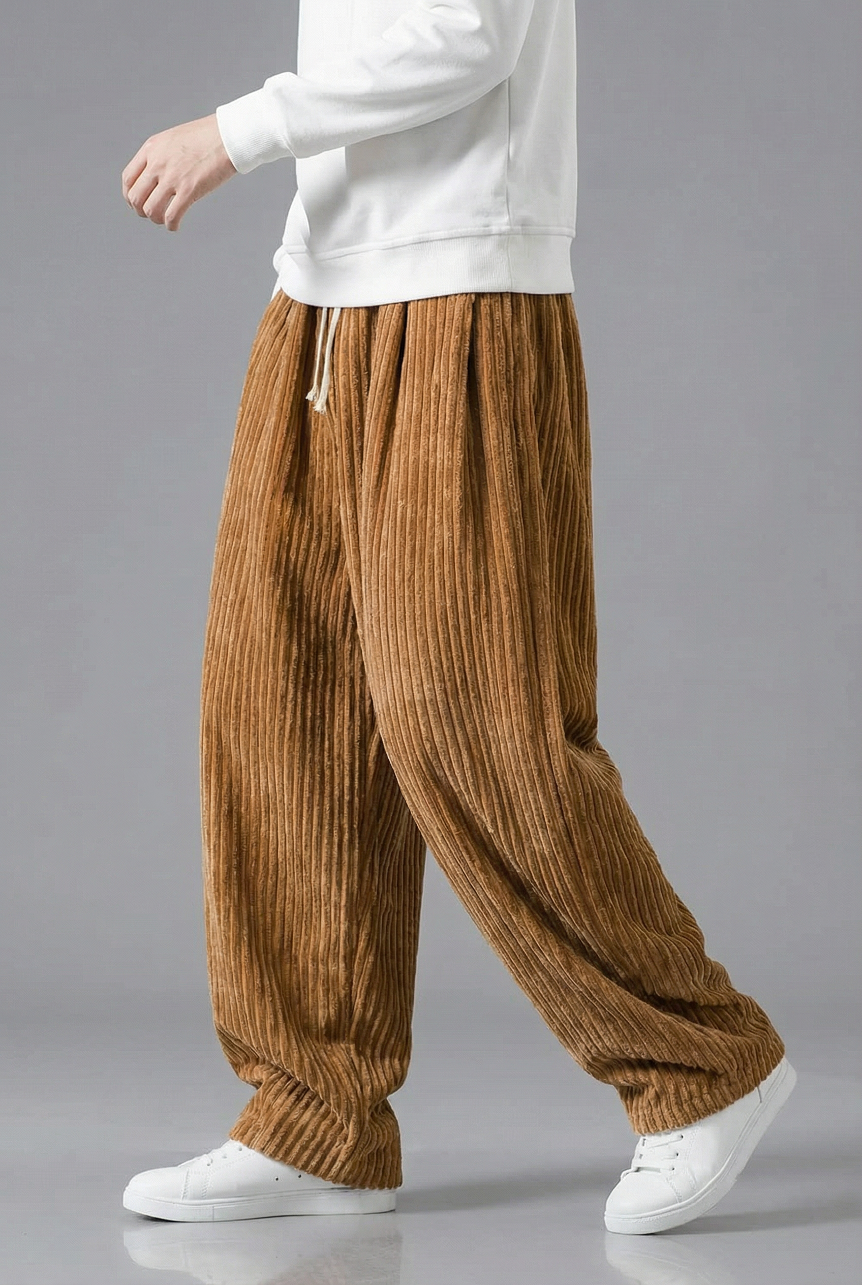 Men’s Corduroy Wide Leg Trousers – Casual Comfortable Oversized Fit