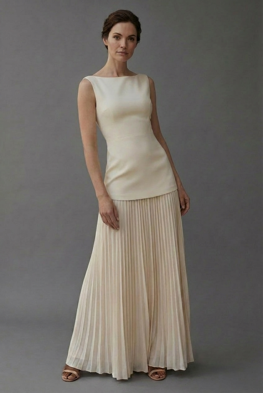 Sleeveless Pleated Skirt Formal Occasion Maxi Dress Women