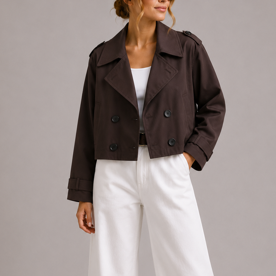 Cropped Longline Lapel Trench Coat Women