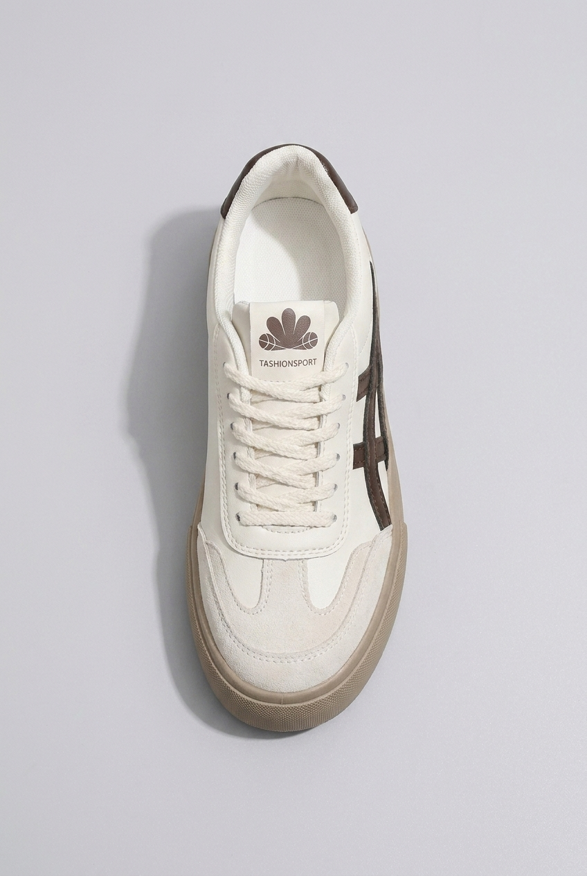 Two-Tone Lace-Up Lightweight Cushioned Sole Trainers Women