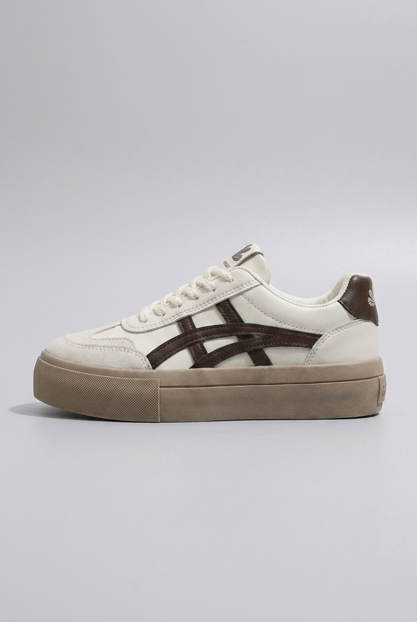 Two-Tone Lace-Up Lightweight Cushioned Sole Trainers Women