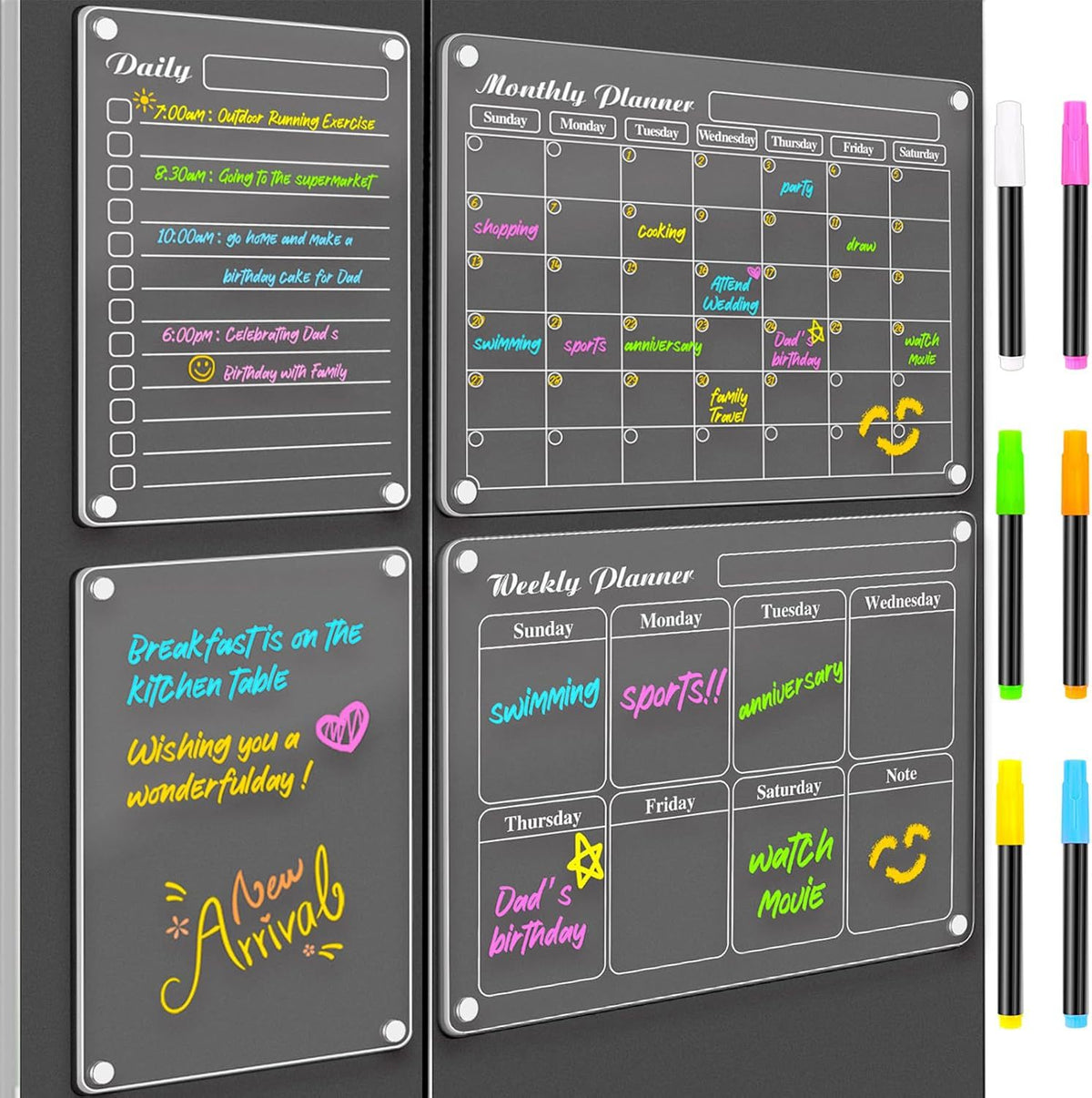 Acrylic Magnetic Dry Erase Fridge Calendar Planner