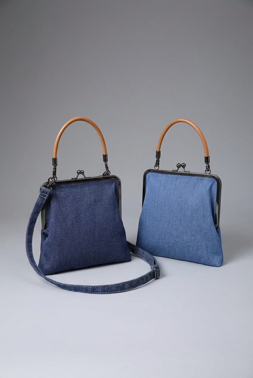 Women's Denim Frame Shoulder Bag – Structured Casual Handbag
