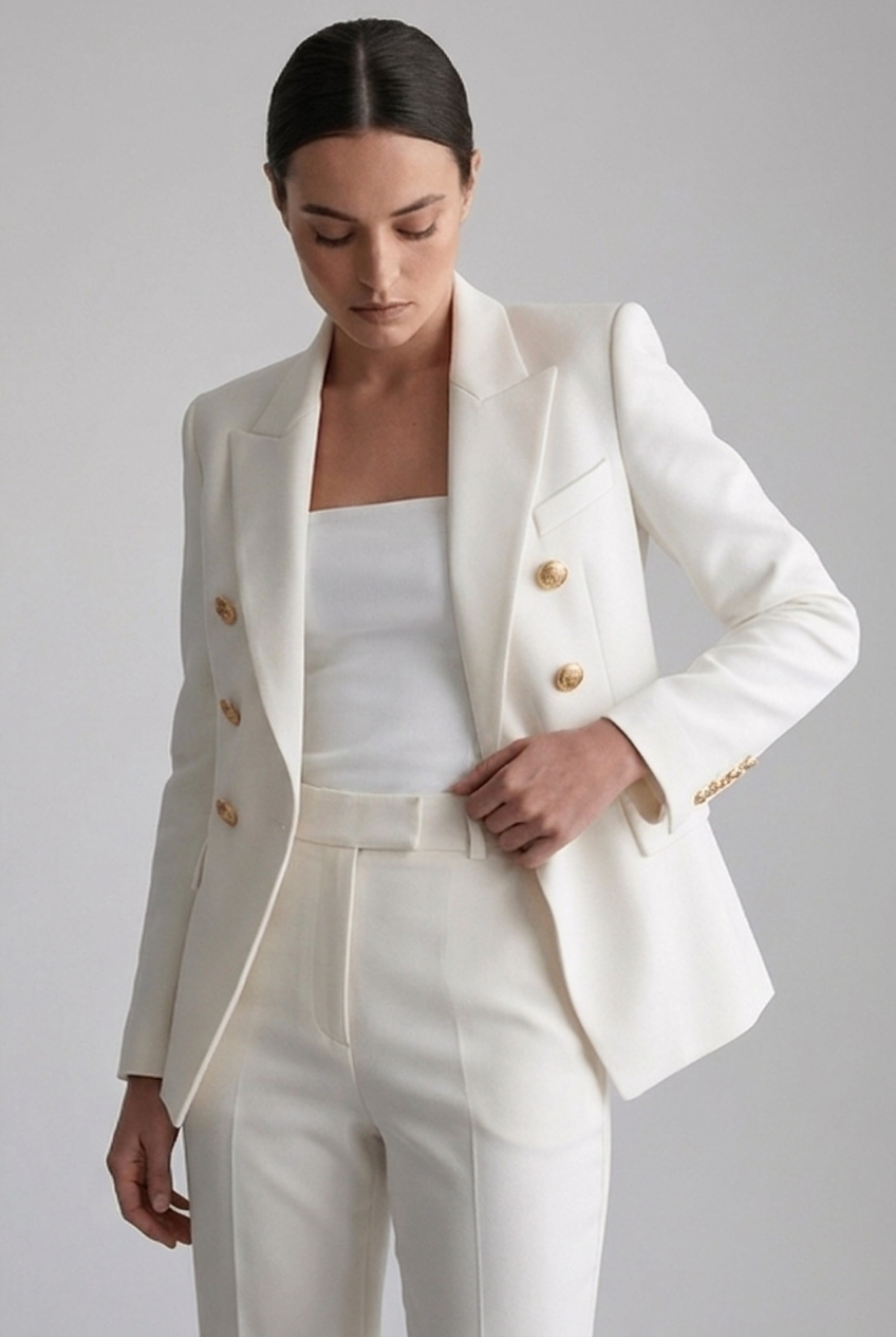 Women’s Tailored Double-Breasted Gold Button Blazer