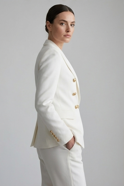 Women’s Tailored Double-Breasted Gold Button Blazer