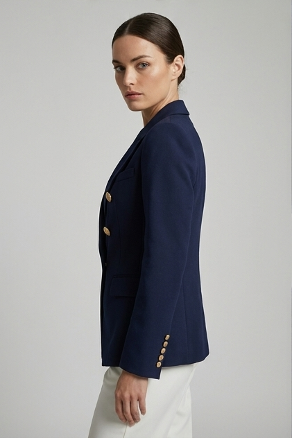 Women’s Tailored Double-Breasted Gold Button Blazer