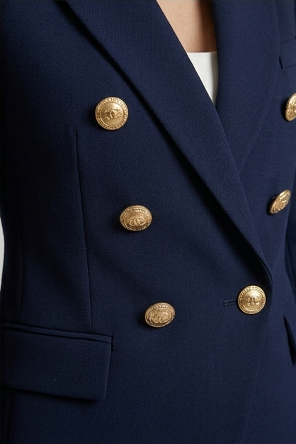 Women’s Tailored Double-Breasted Gold Button Blazer