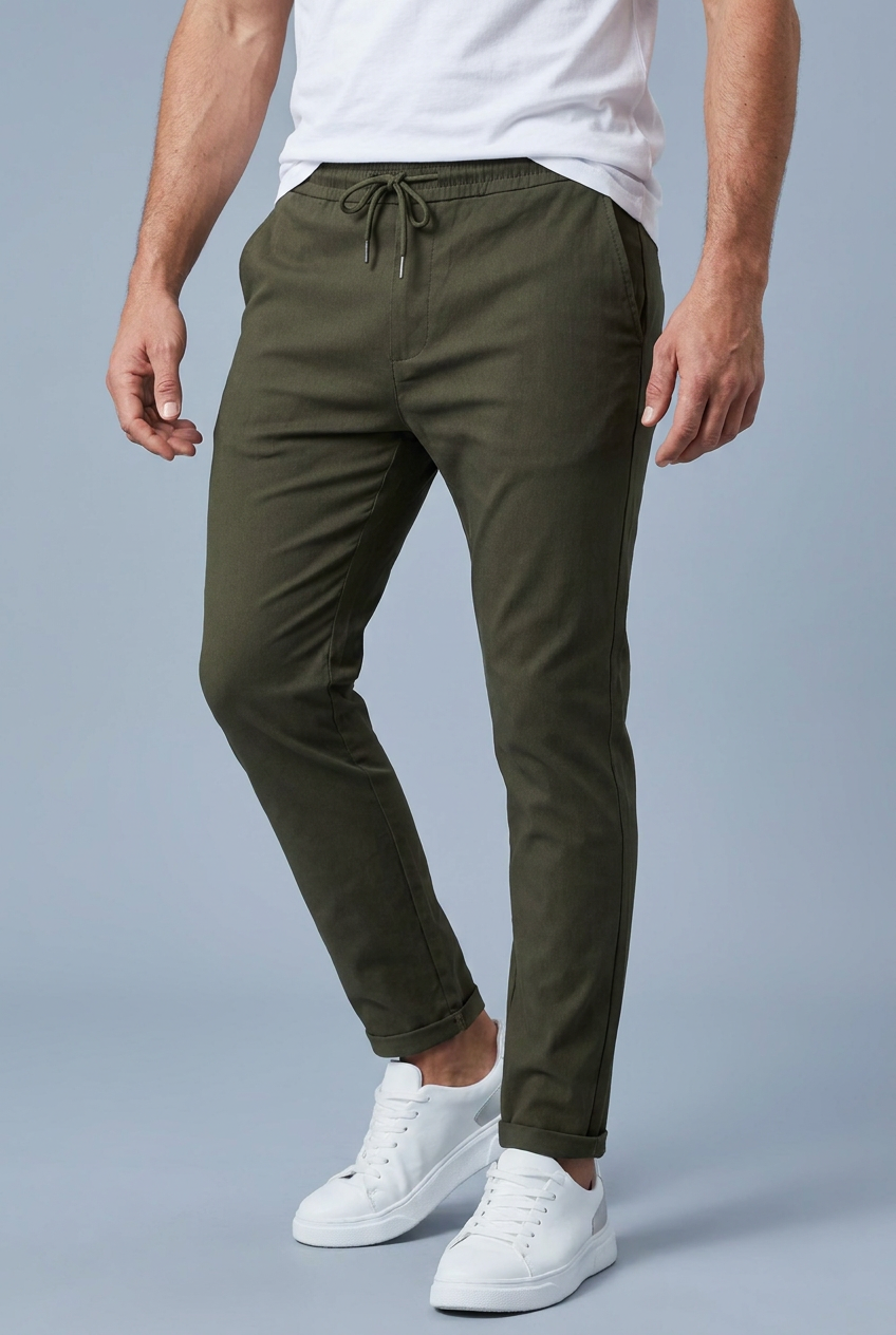 Straight Leg Drawstring Comfortable Casual Trousers Men