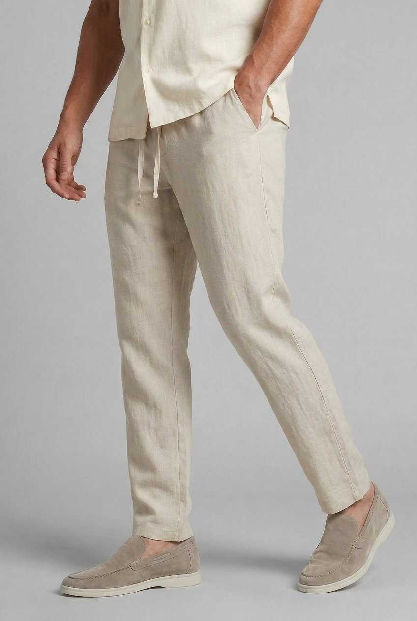 Comfortable Drawstring Straight Leg Trousers Men