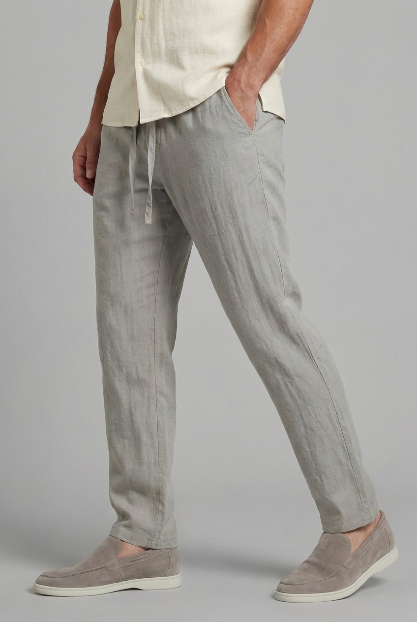 Comfortable Drawstring Straight Leg Trousers Men