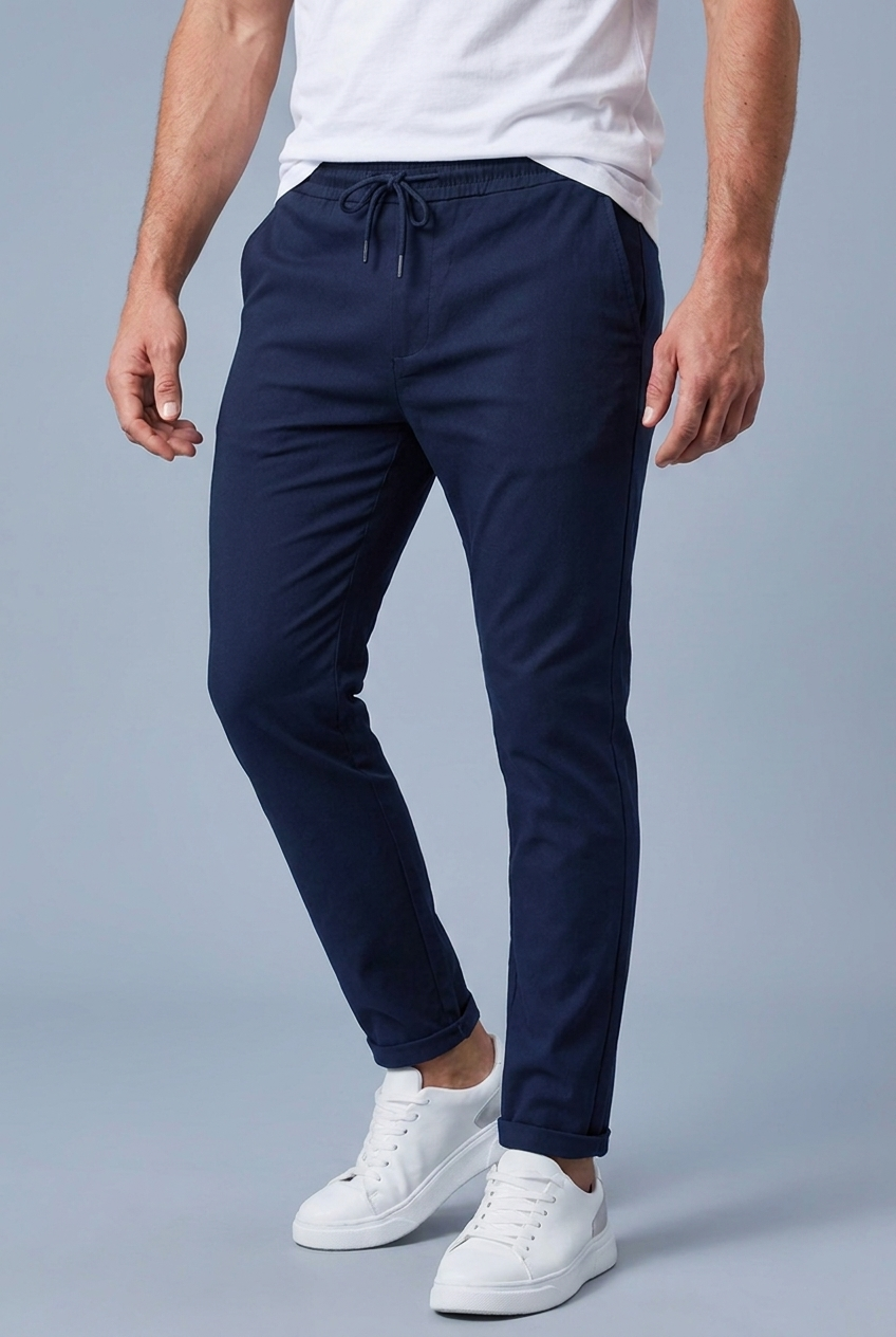 Straight Leg Drawstring Comfortable Casual Trousers Men